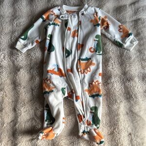 Carter's Dinosaur Print Footed One Piece - Orange & Green